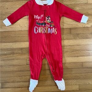 Disney Red and White Christmas Footie: My First Christmas Mickey & Minnie